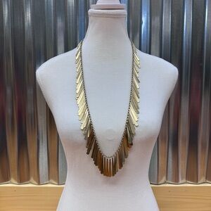 Lucky Brand Necklace Gold Tone Long Chain Fringe Boho Statement